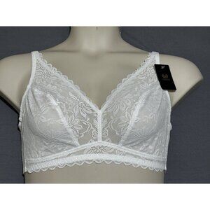 Wacoal Bralette Size XL White Lace Unlined Wireless Comfort Leisure Bra